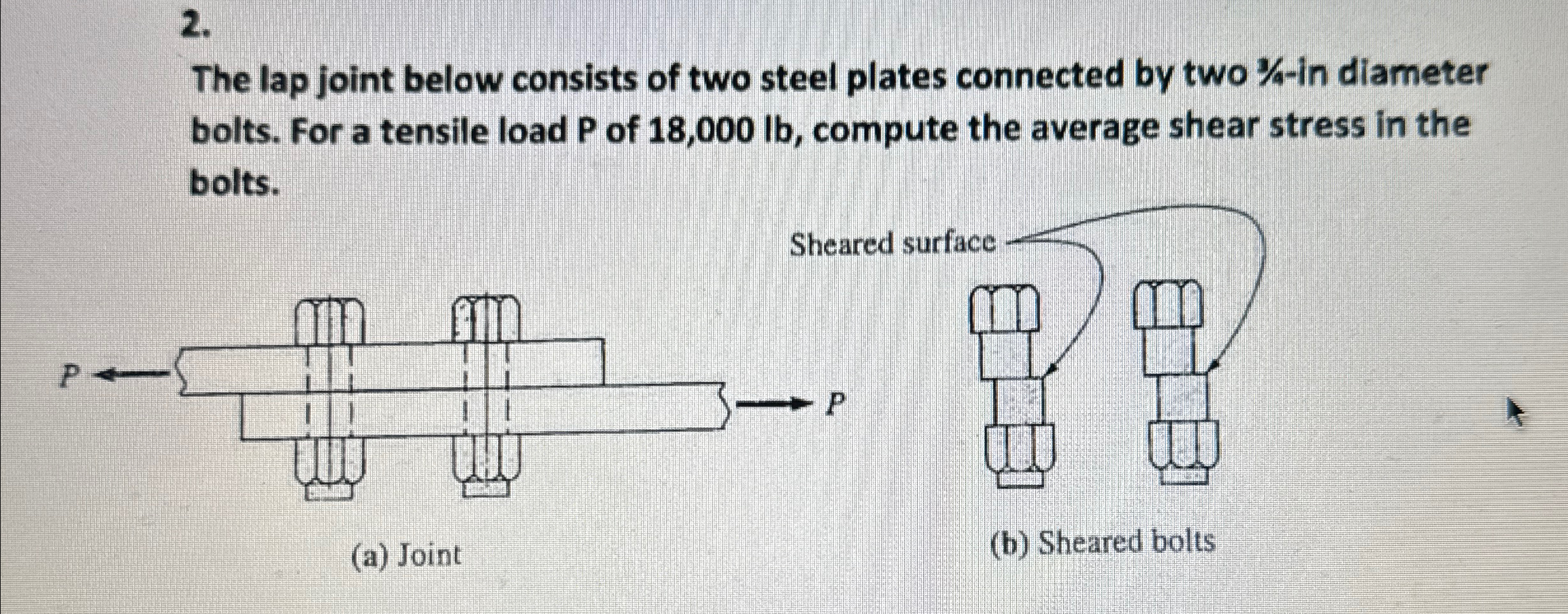 The lap joint below consists of two steel plates
