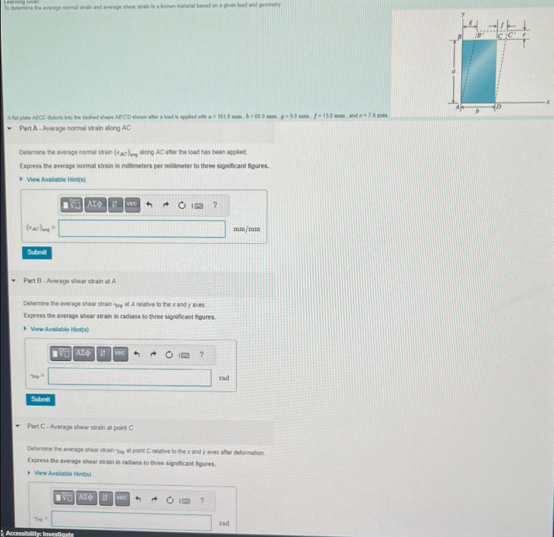 Part A - Average normal strain along A C