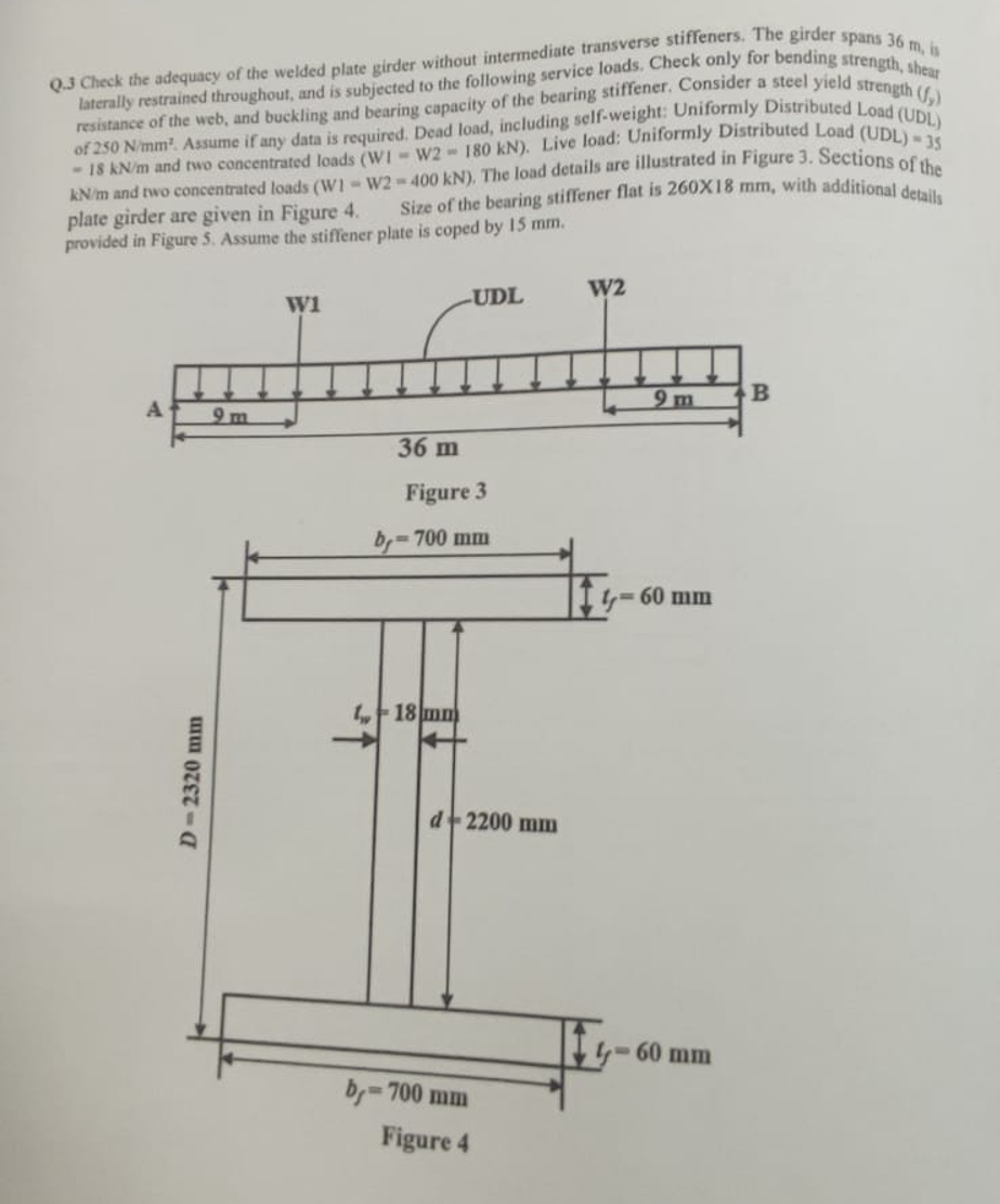 Q . 3 Check the adequacy of the welded plate