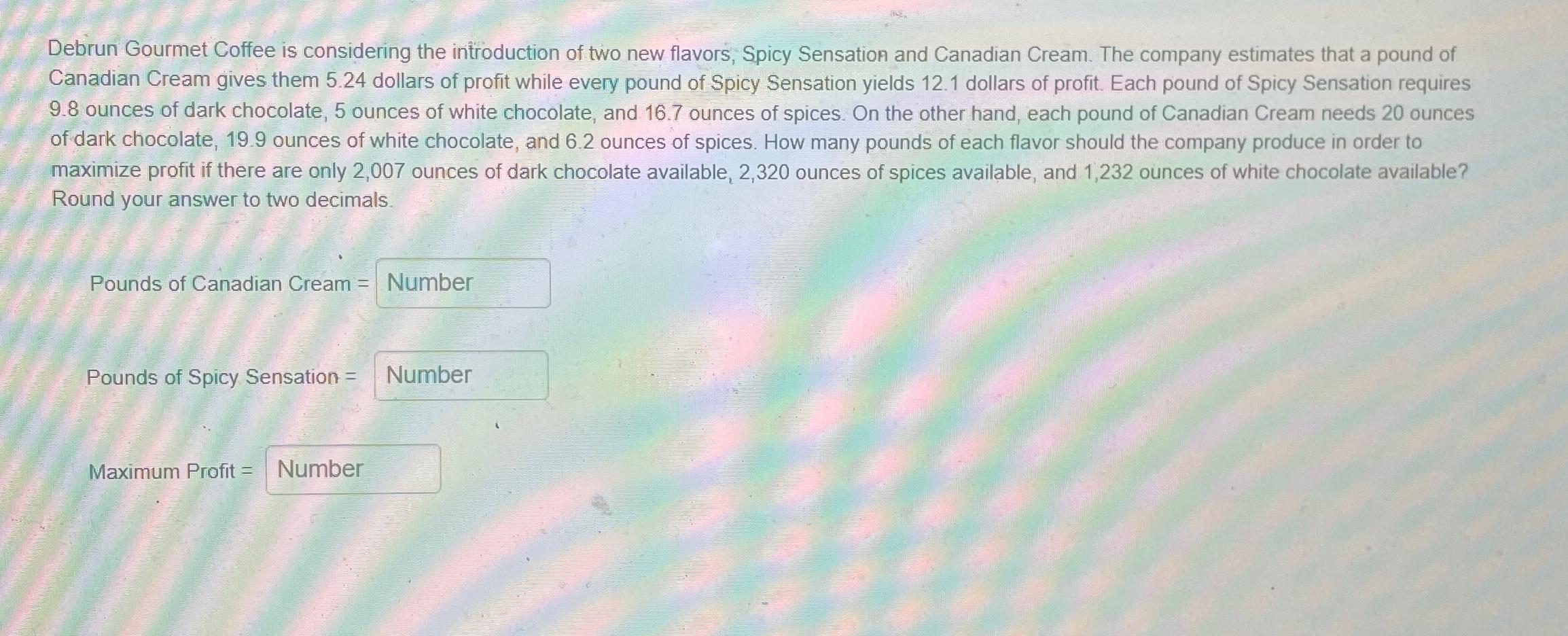 Debrun Gourmet Coffee is considering the