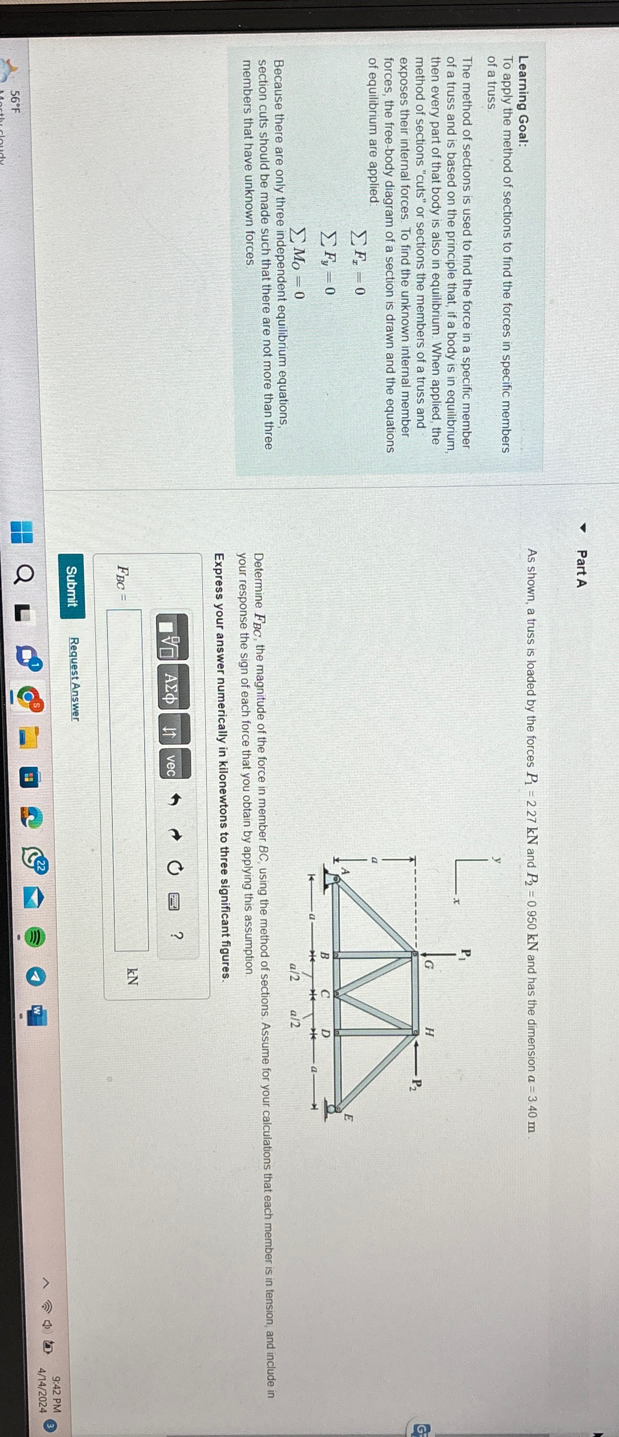 Part A Learning Goal: To apply the method of