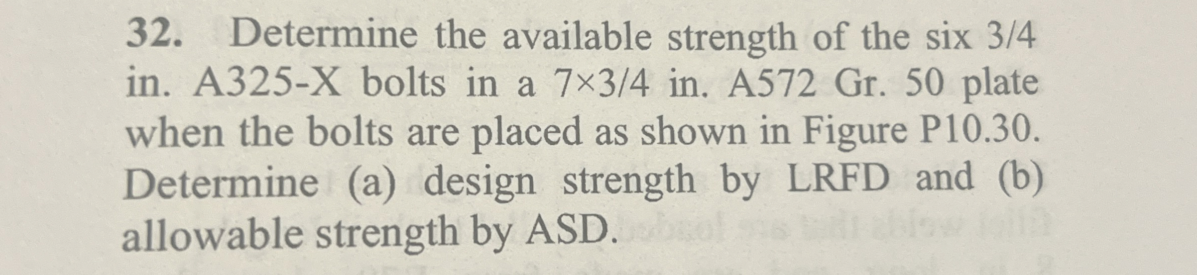 Determine the available strength of the six 3 4