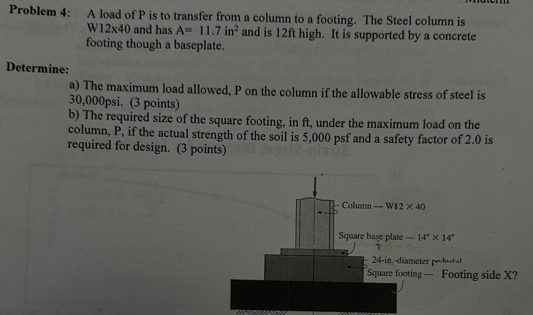 Problem 4 : A load of P is to transfer from a