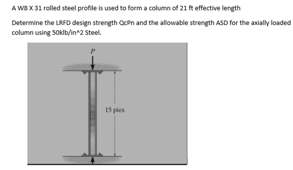 A W 8 x 3 1 rolled steel profile is used to form
