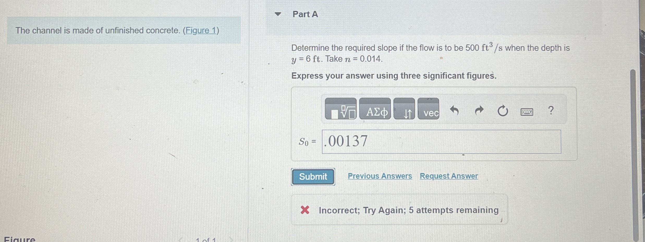 The channel is made of unfinished concrete. (
