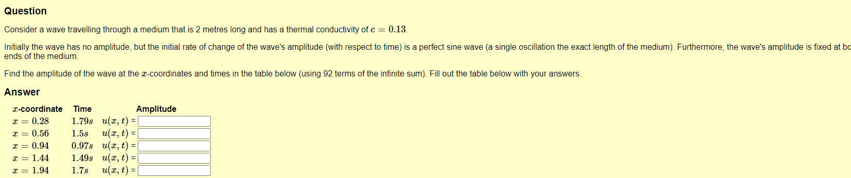 Question Consider a wave travelling through a