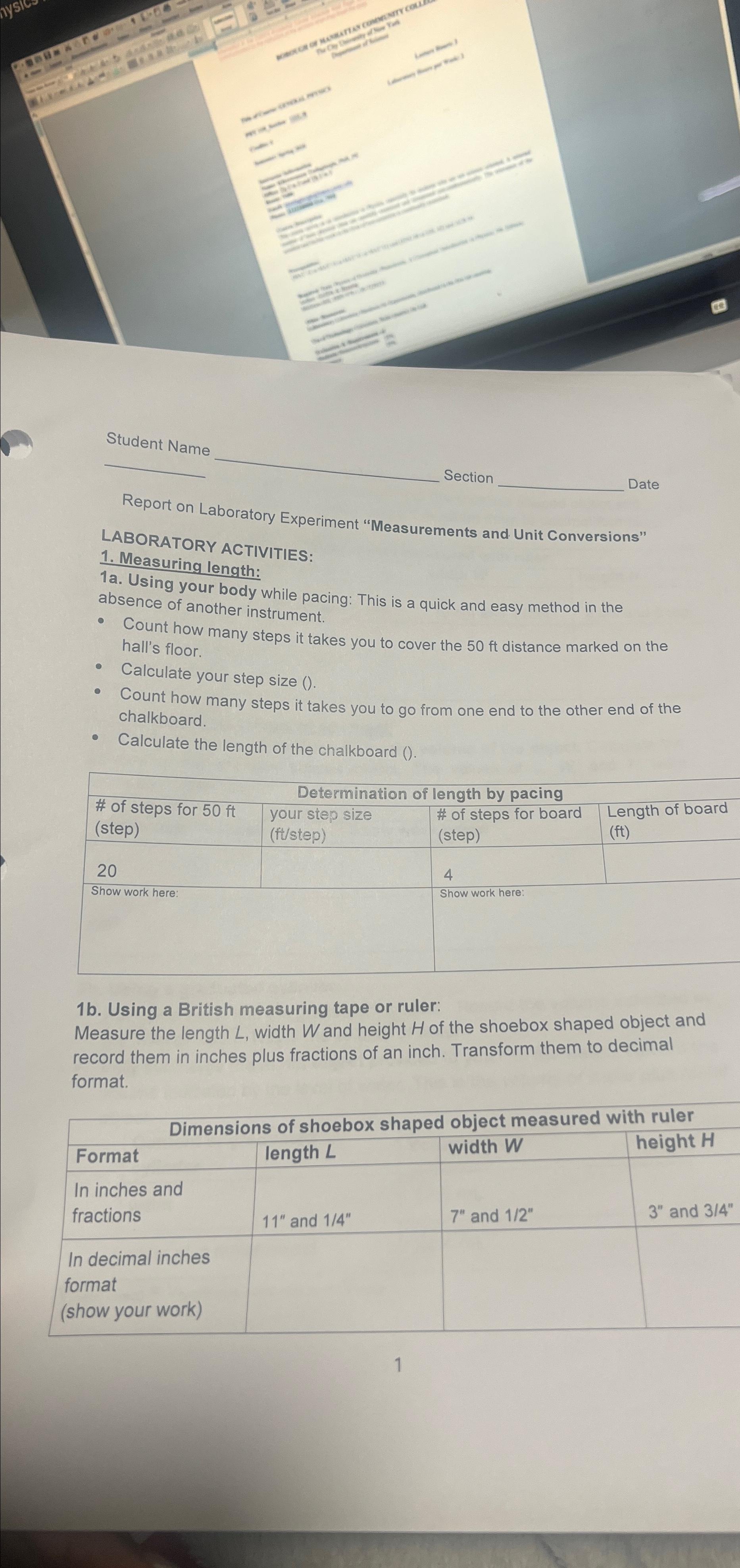 Student Name\ Section\ Date\ Report on Laboratory