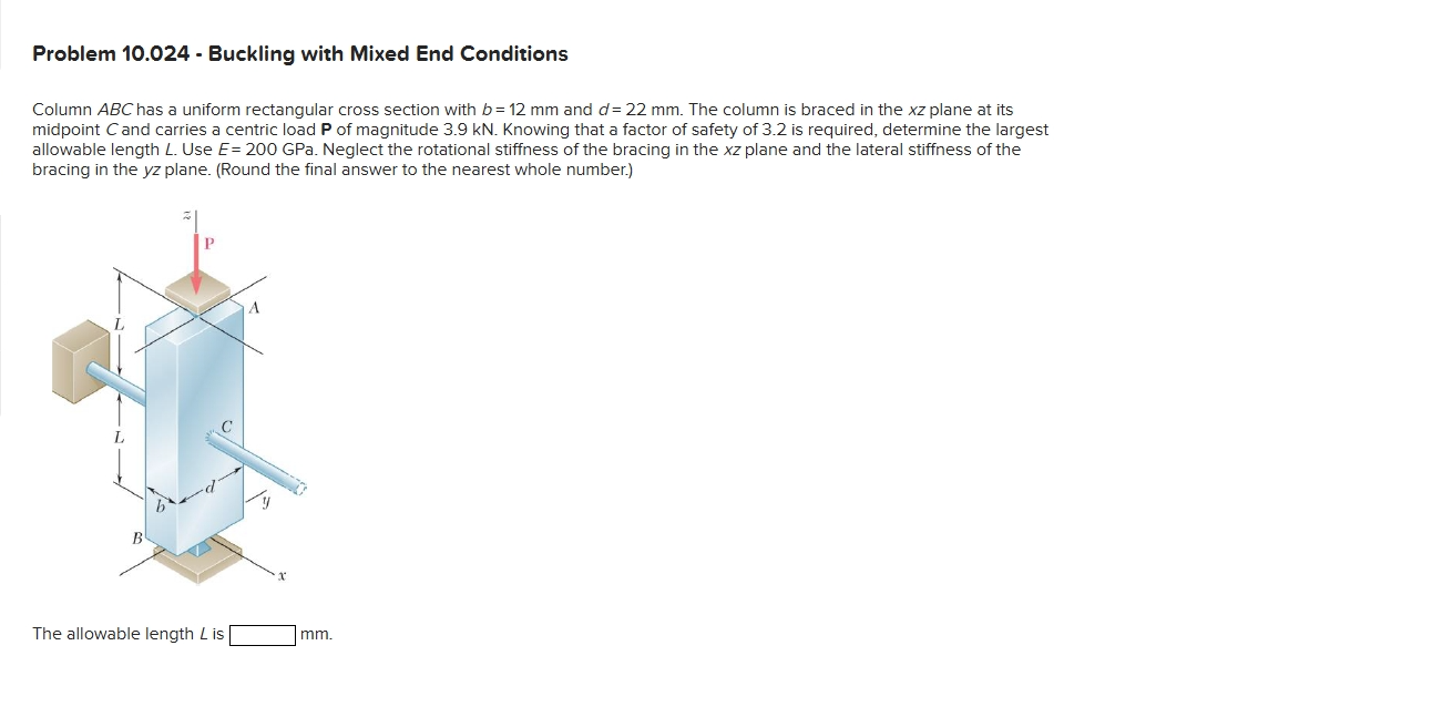 Problem 1 0 . 0 2 4 - Buckling with Mixed End