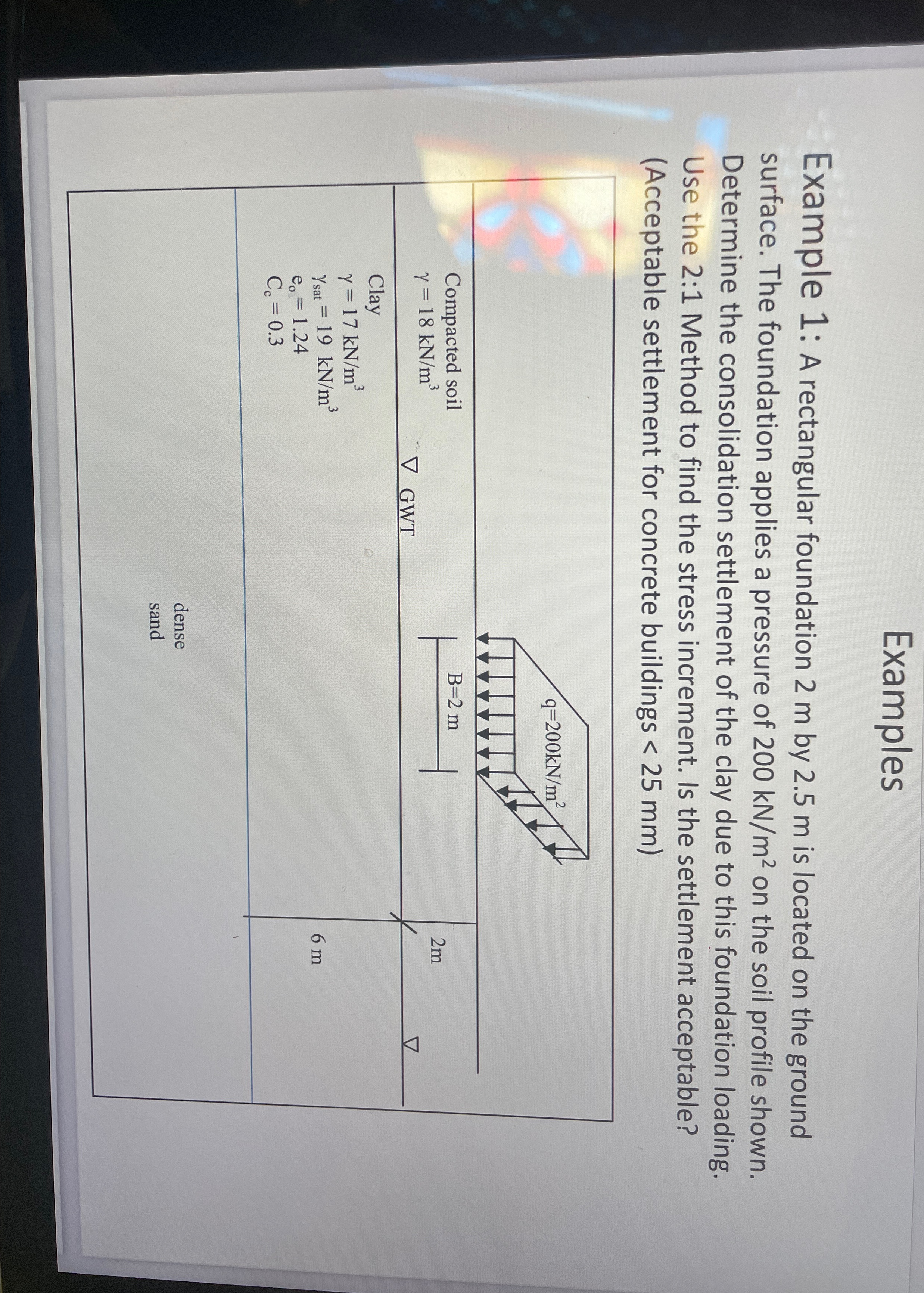 Examples Example 1 : A rectangular foundation 2 m