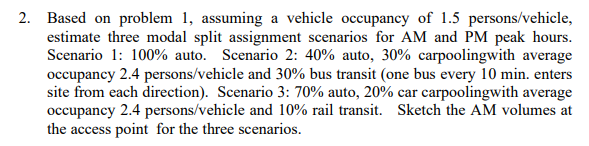 Based on problem 1 , assuming a vehicle occupancy