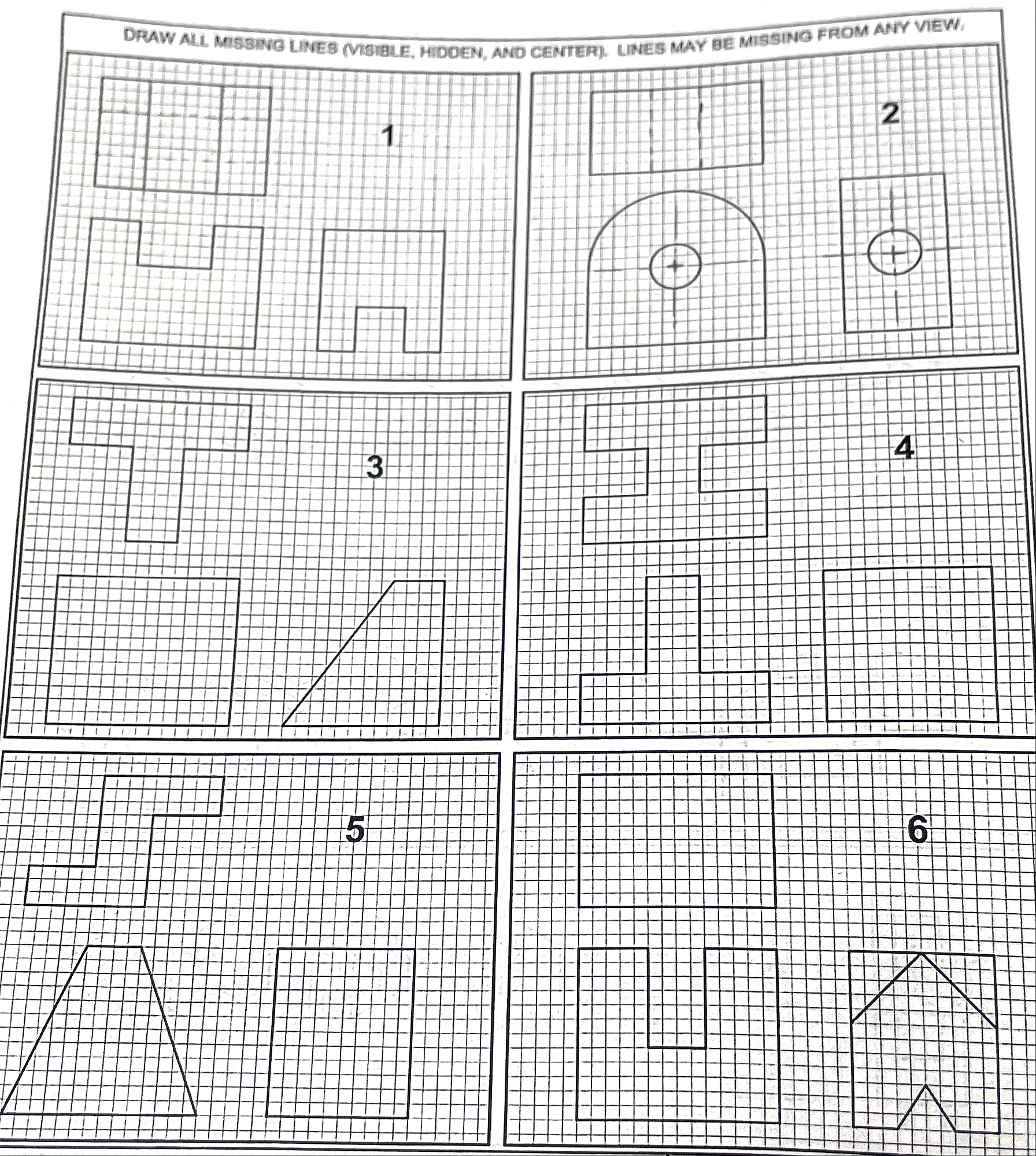 Draw all missing lines ( visible, hidden, center