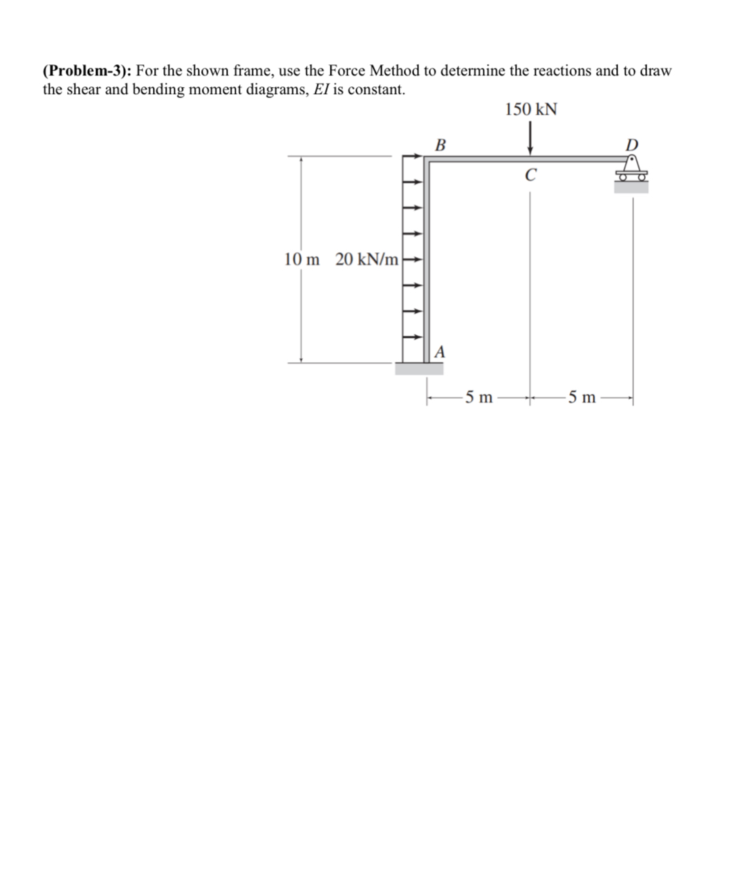 ( Problem - 3 ) : For the shown frame, use the
