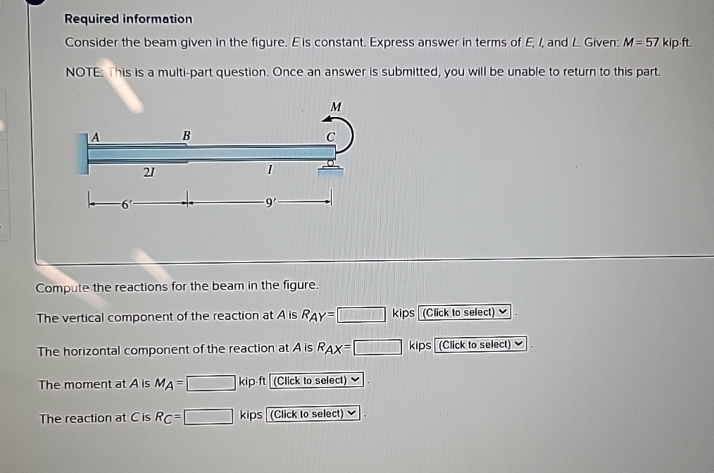 Required information Consider the beam given in