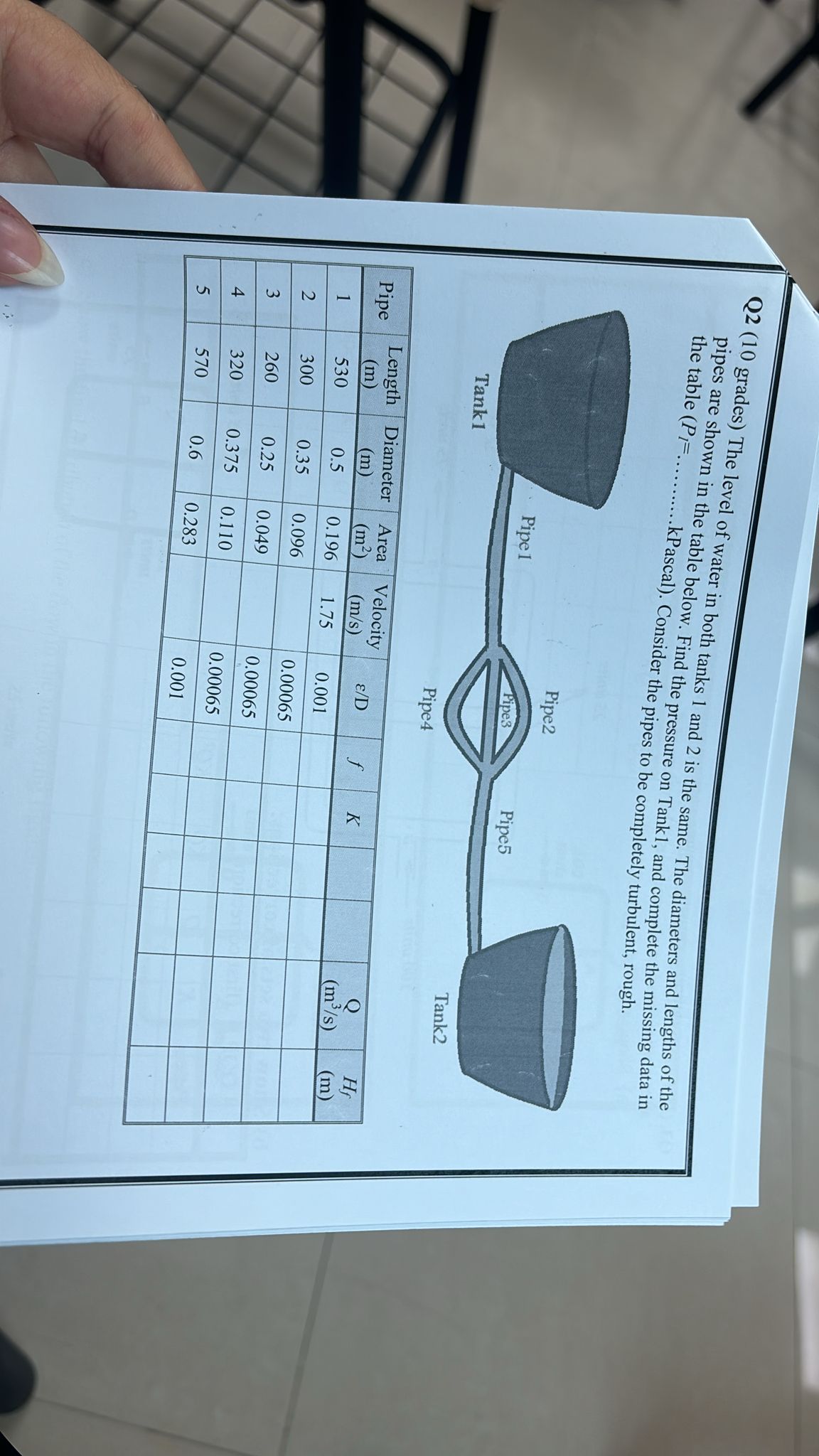 E . ( 5 grades ) Determine the flow rates in the