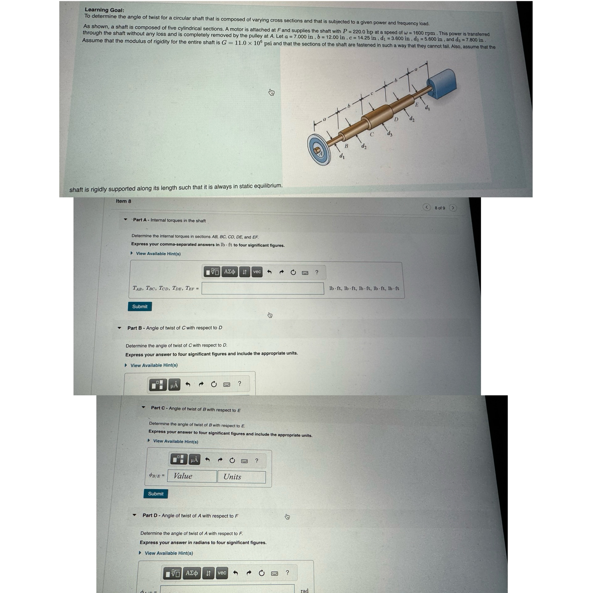 Could you solve all parts listed below please