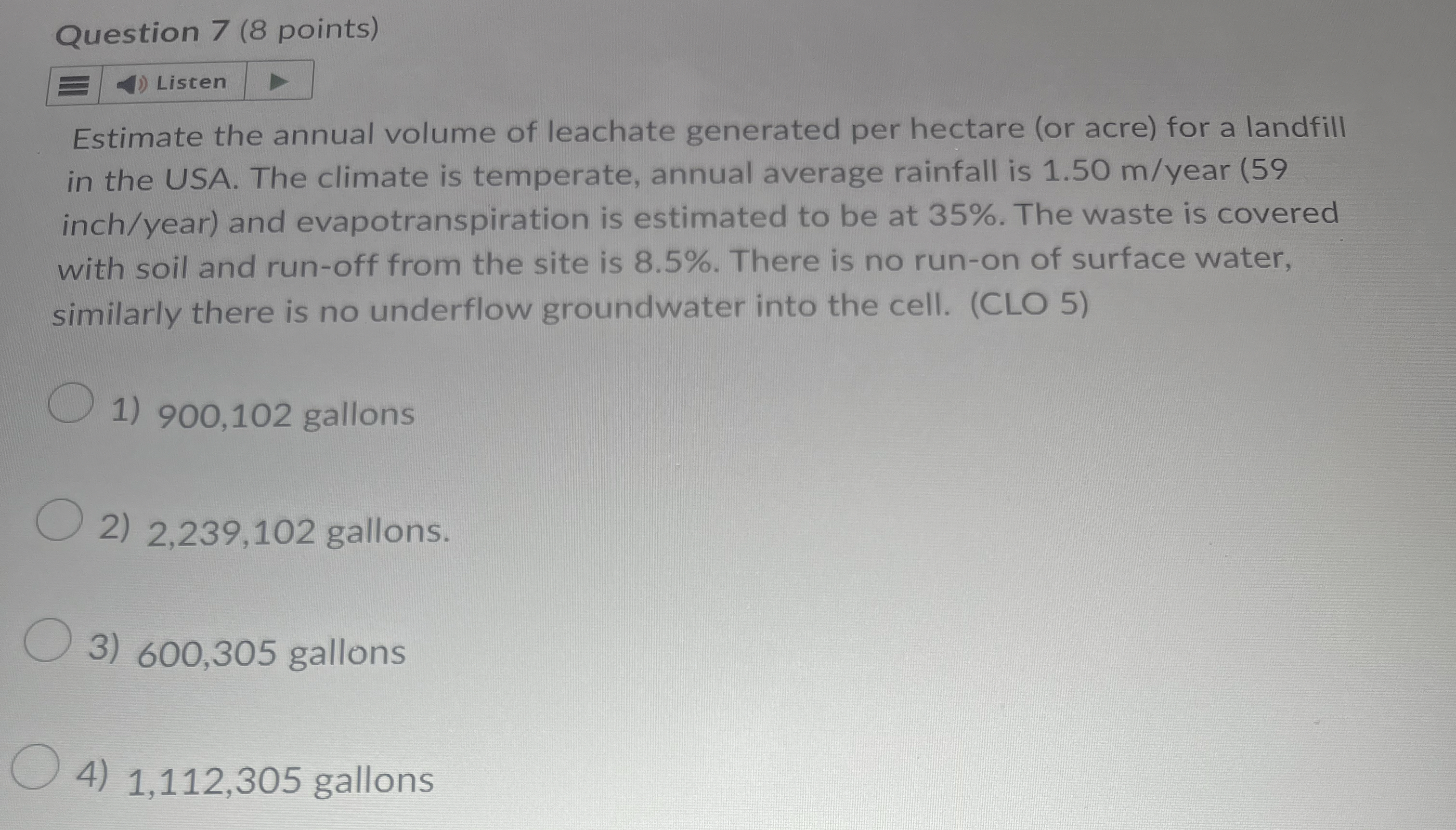 Question 7 ( 8 points ) Listen Estimate the