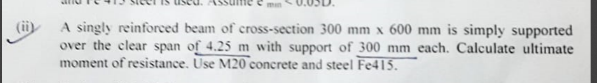( ii ) A singly reinforced beam of cross -