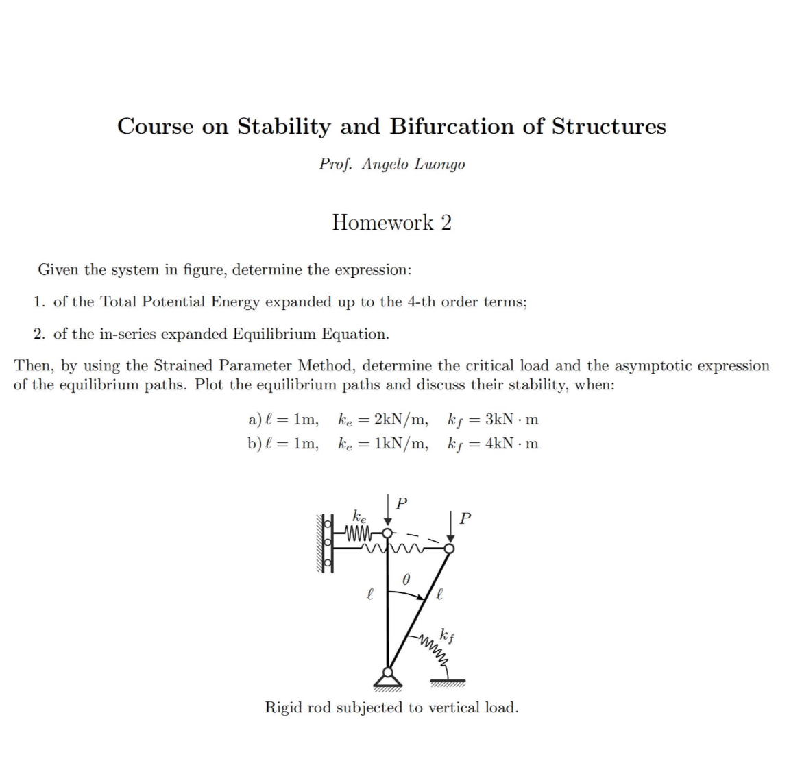 Course on Stability and Bifurcation of Structures