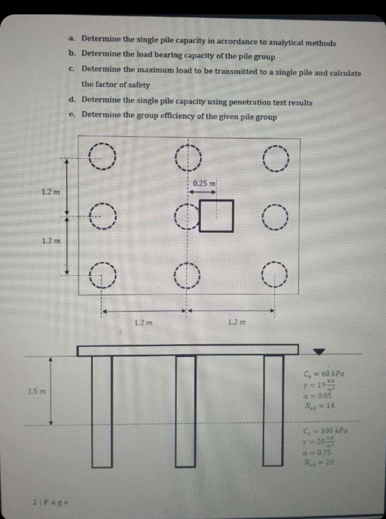 A pile group consisting of 9 piles of 5 0 c m