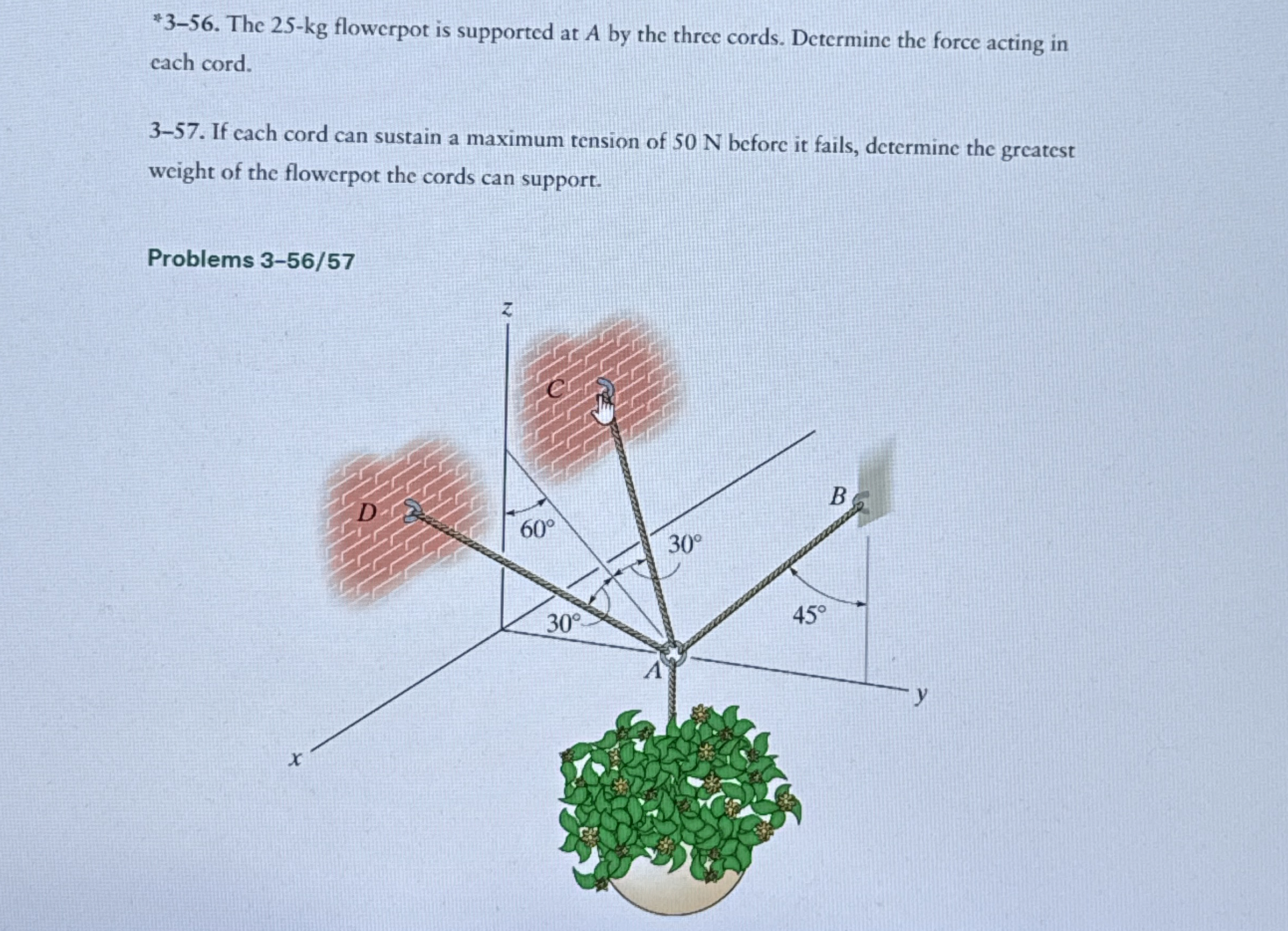 * 3 - 5 6 . The 2 5 - k g flowerpot is supported