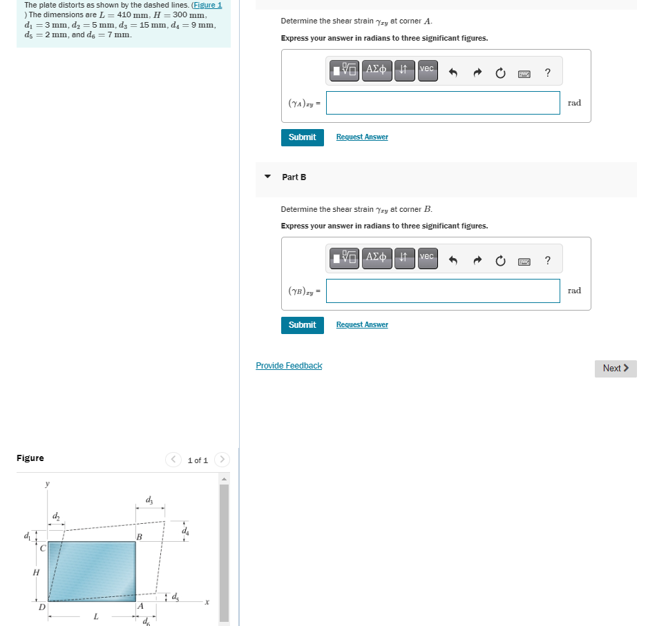 The plate distorts as shown by the dashed lines.