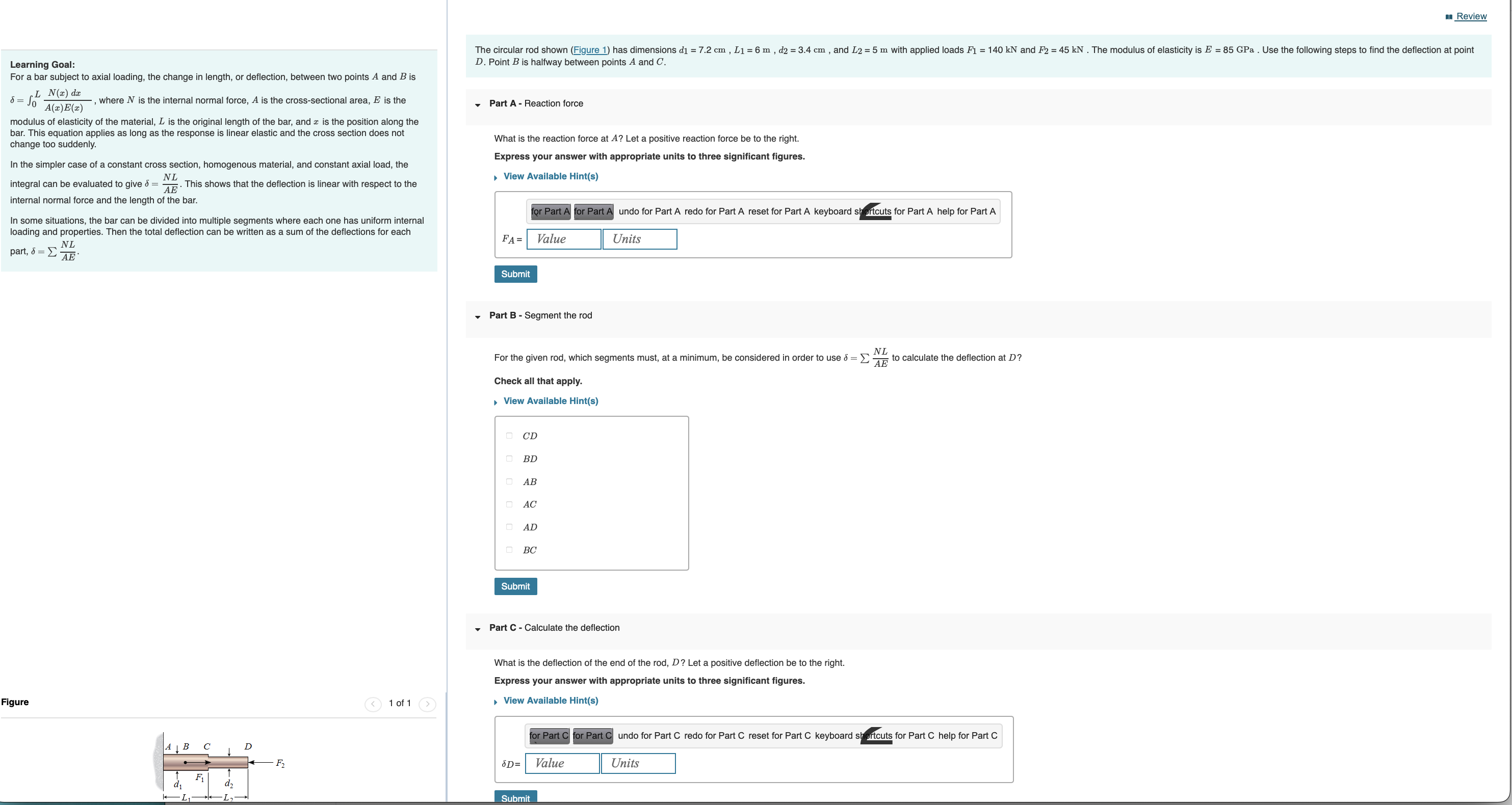 Learning Goal: For a bar subject to axial