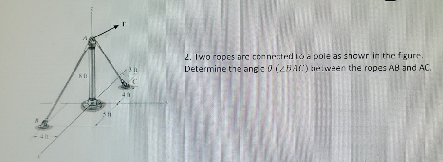 Two ropes are connected to a pole as shown in the