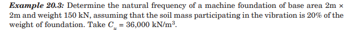Example 2 0 . 3 : Determine the natural frequency