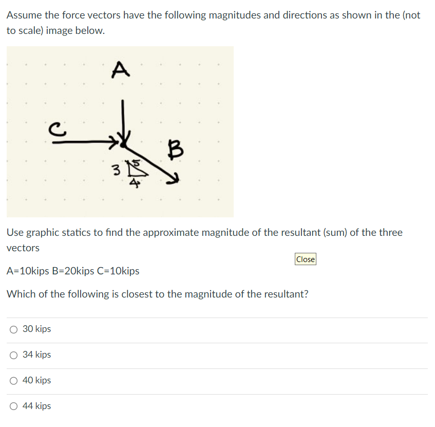 Use graphic statics to find the approximate