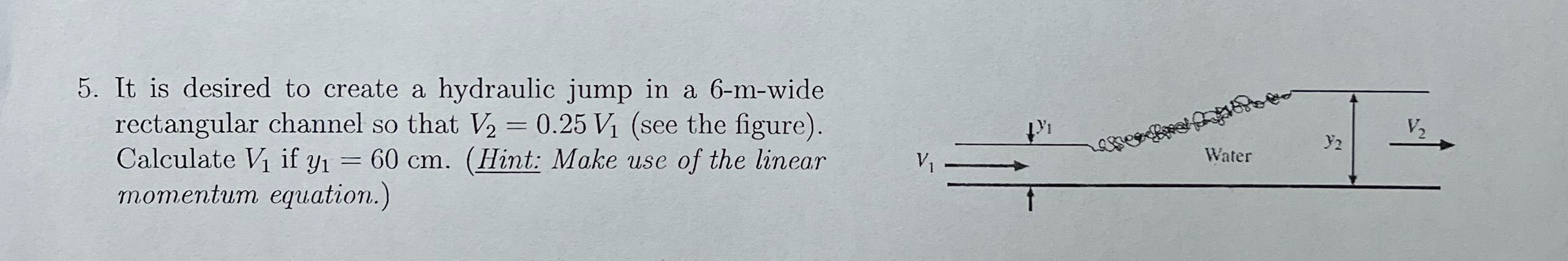 It is desired to create a hydraulic jump in a 6 -