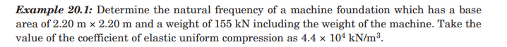 Example 2 0 . 1 : Determine the natural frequency