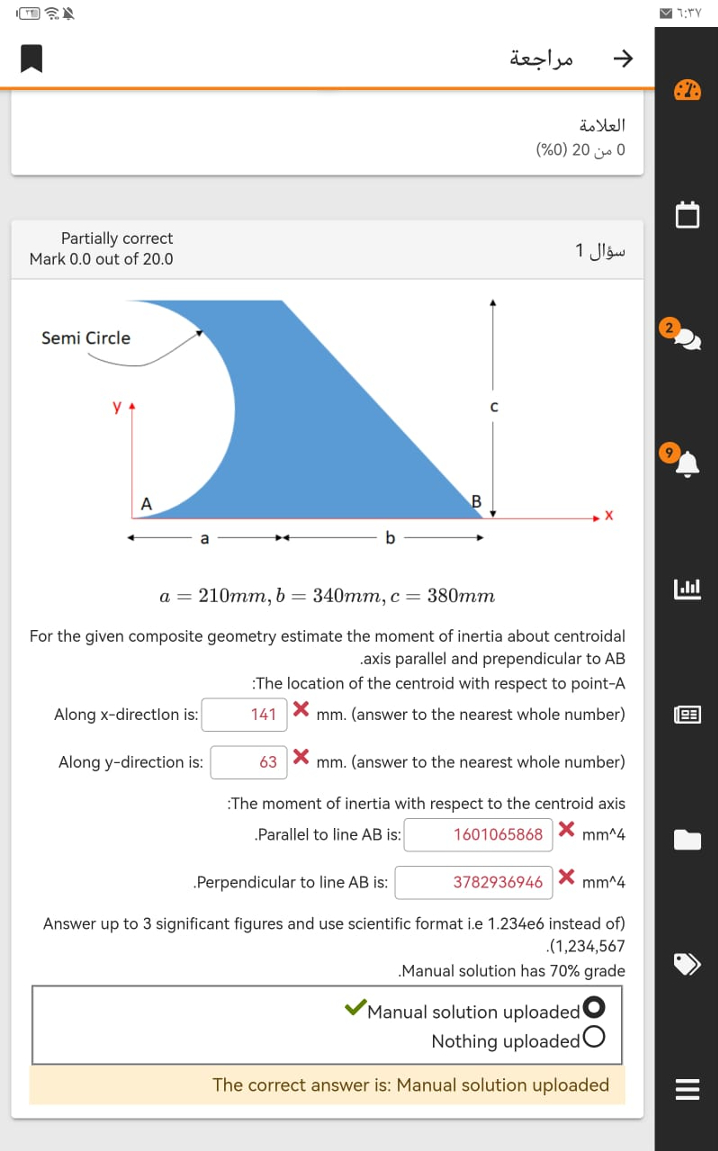 1 : r ( % ) 2 0 2 0 Partially correct Mark 0 . 0