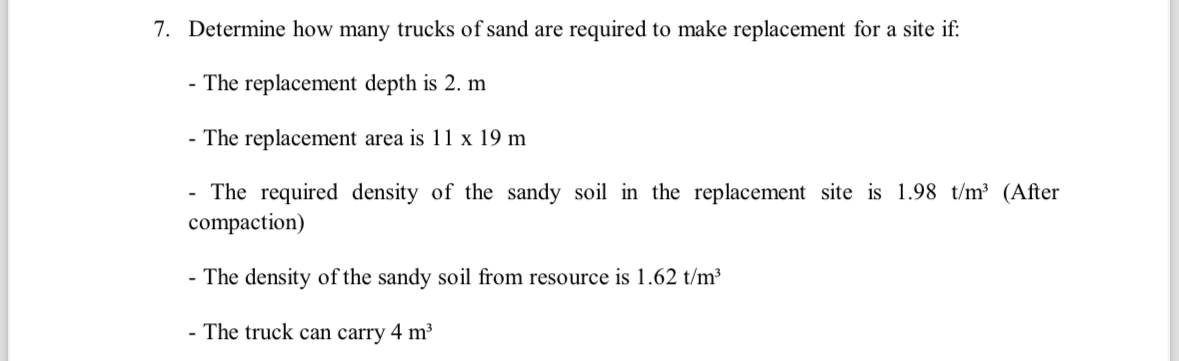 Determine how many trucks of sand are required to