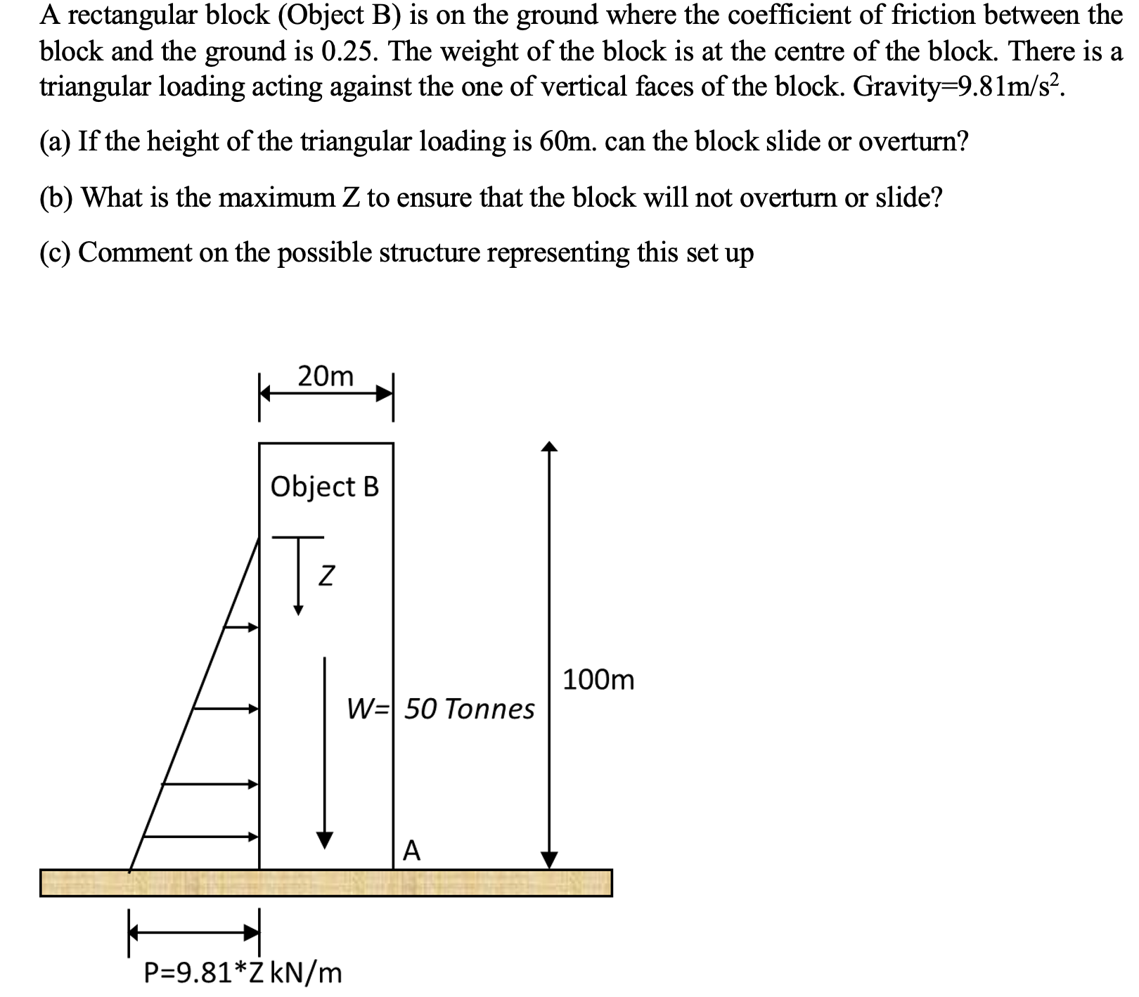 A rectangular block ( Object B ) is on the ground