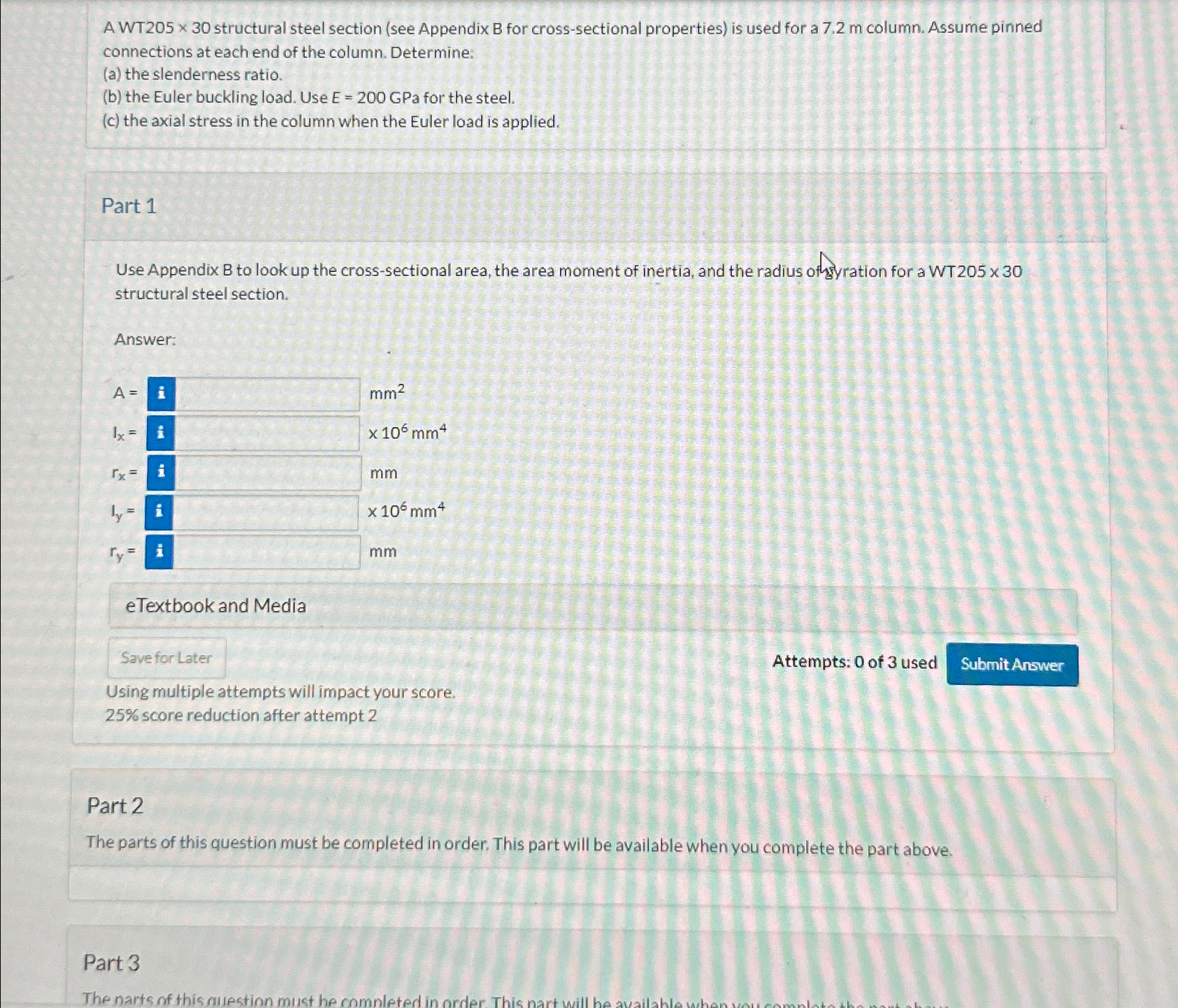 A WT 2 0 5 \ times 3 0 structural steel section (