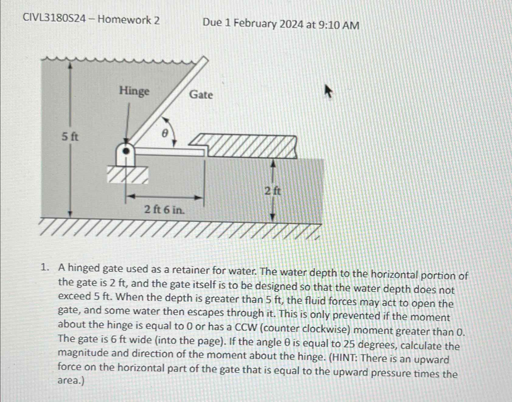 CIVL 3 1 8 0 S 2 4 - Homework 2 Due 1 February 2