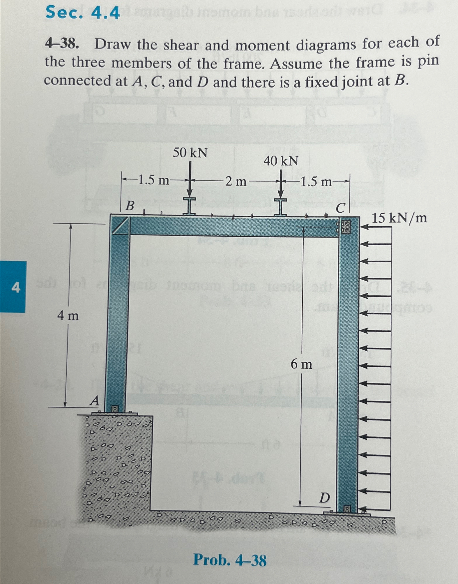 Sec. 4 . 4 4 - 3 8 . Draw the shear and moment