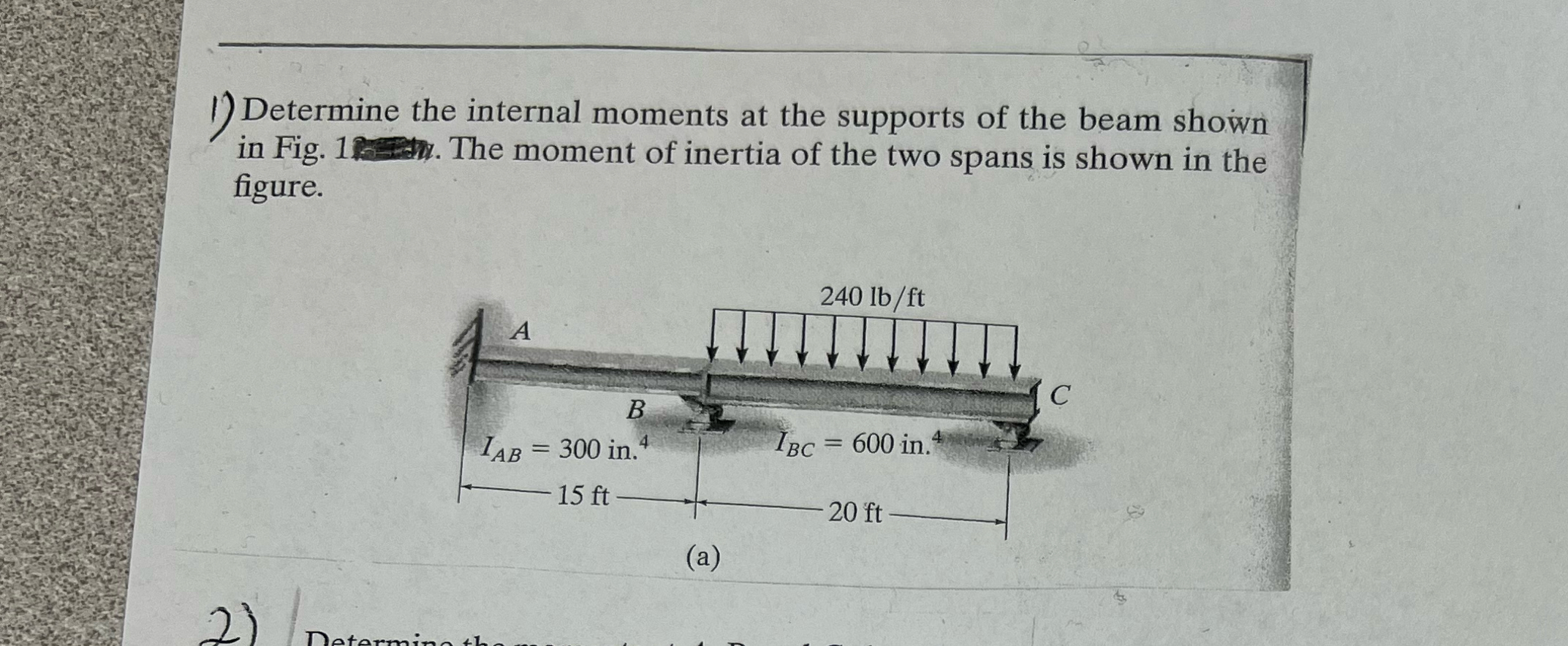 Determine the internal moments at the supports of