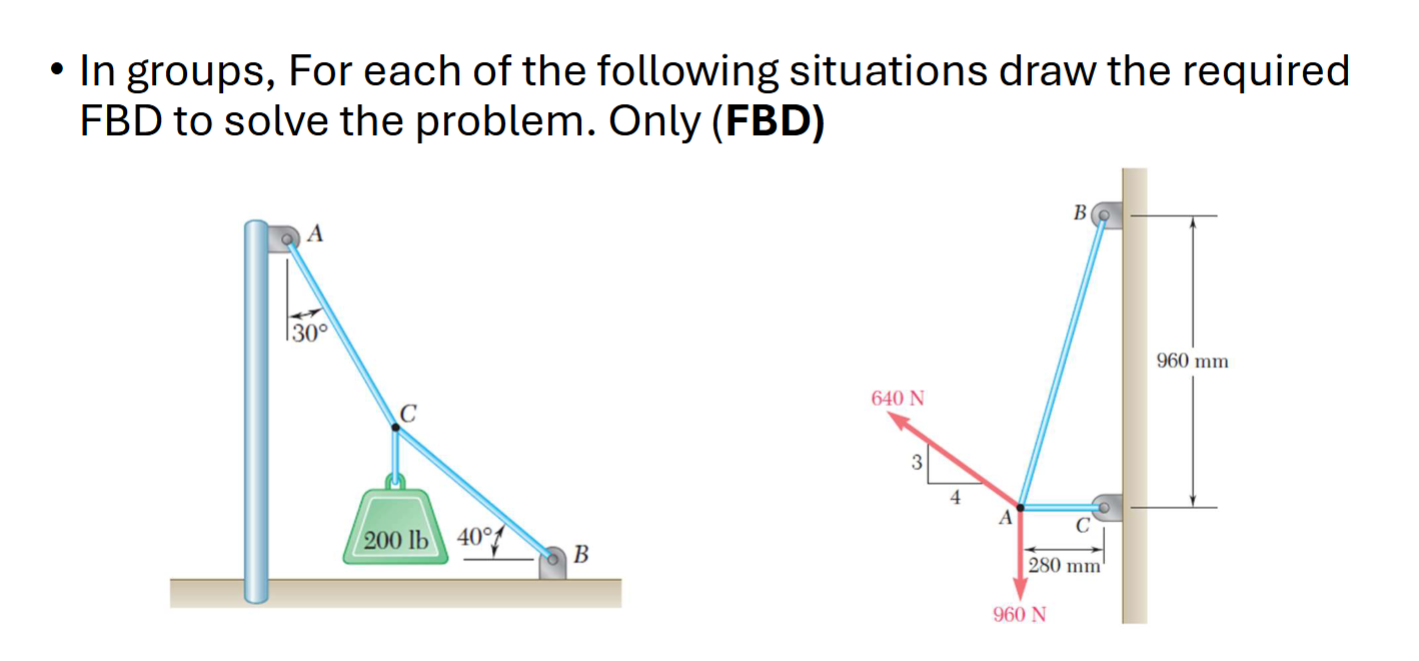 In groups, For each of the following situations