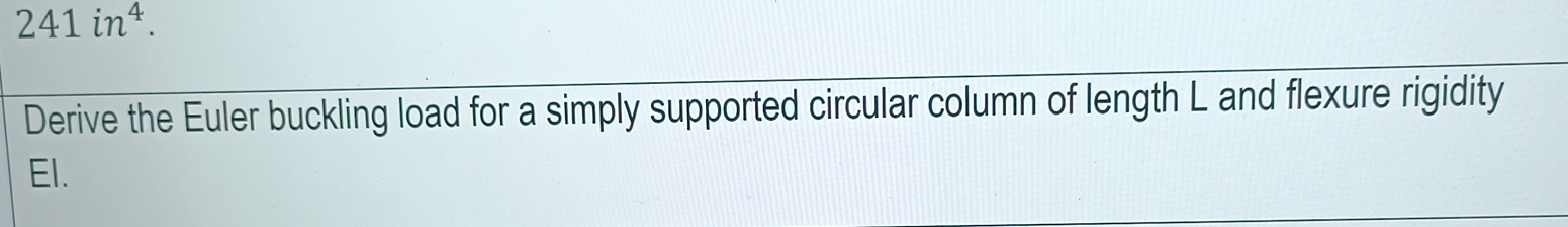 Derive the Euler buckling load for a simply