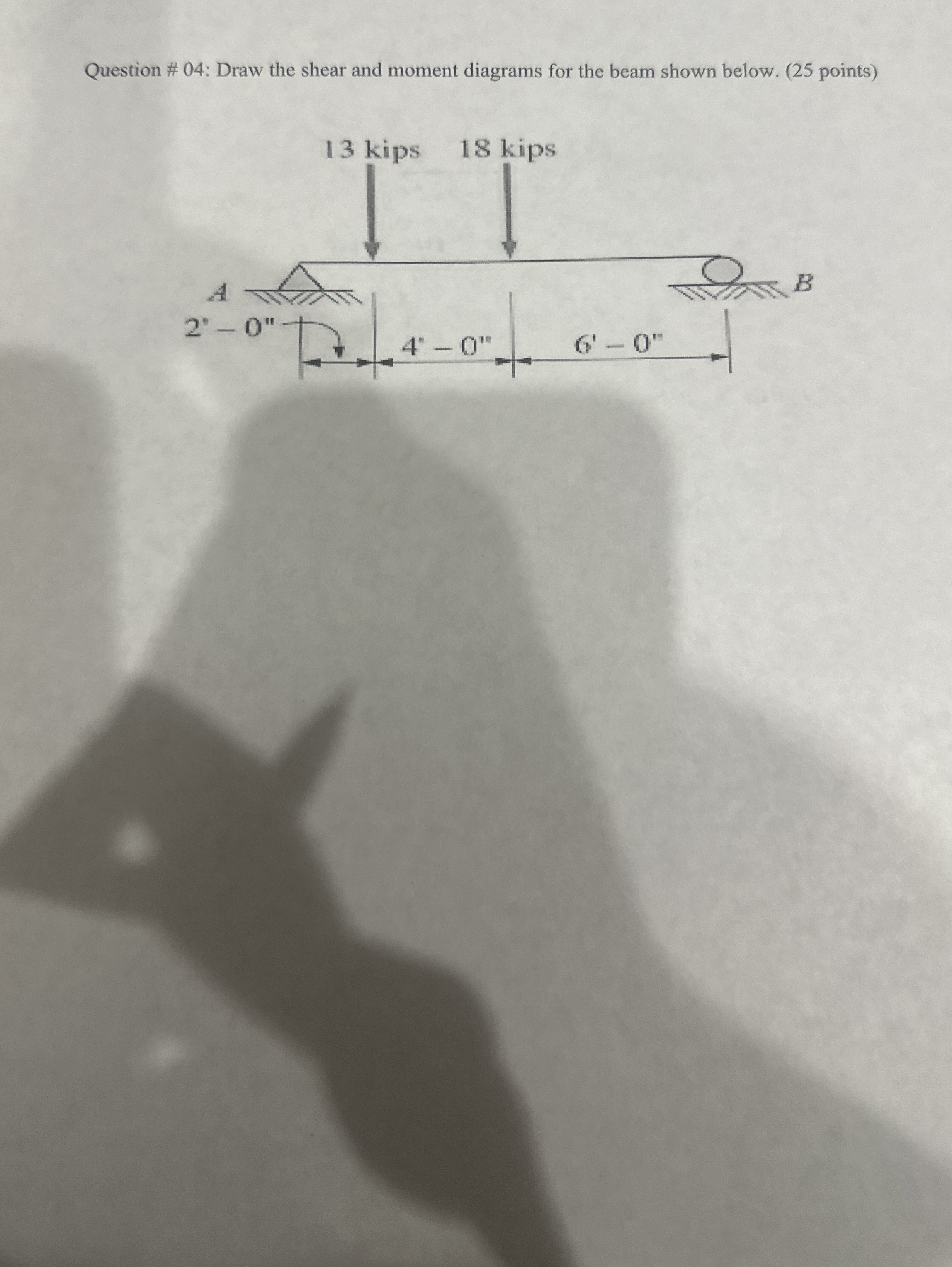 Question # 0 4 : Draw the shear and moment