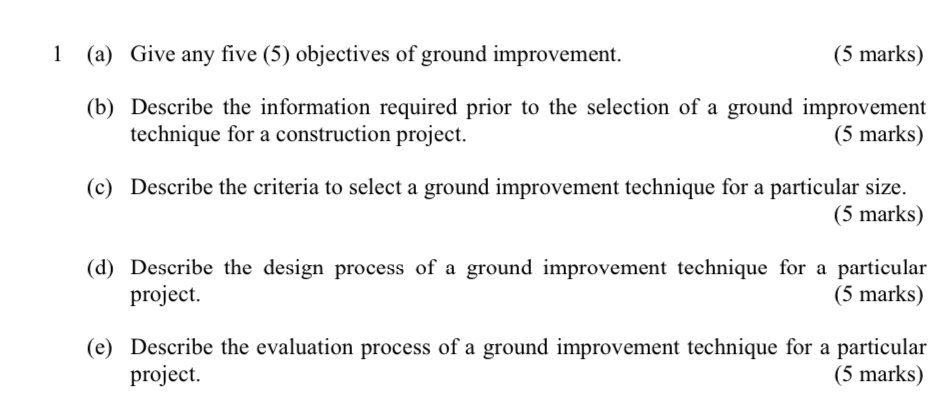 1 ( a ) Give any five ( 5 ) objectives of ground