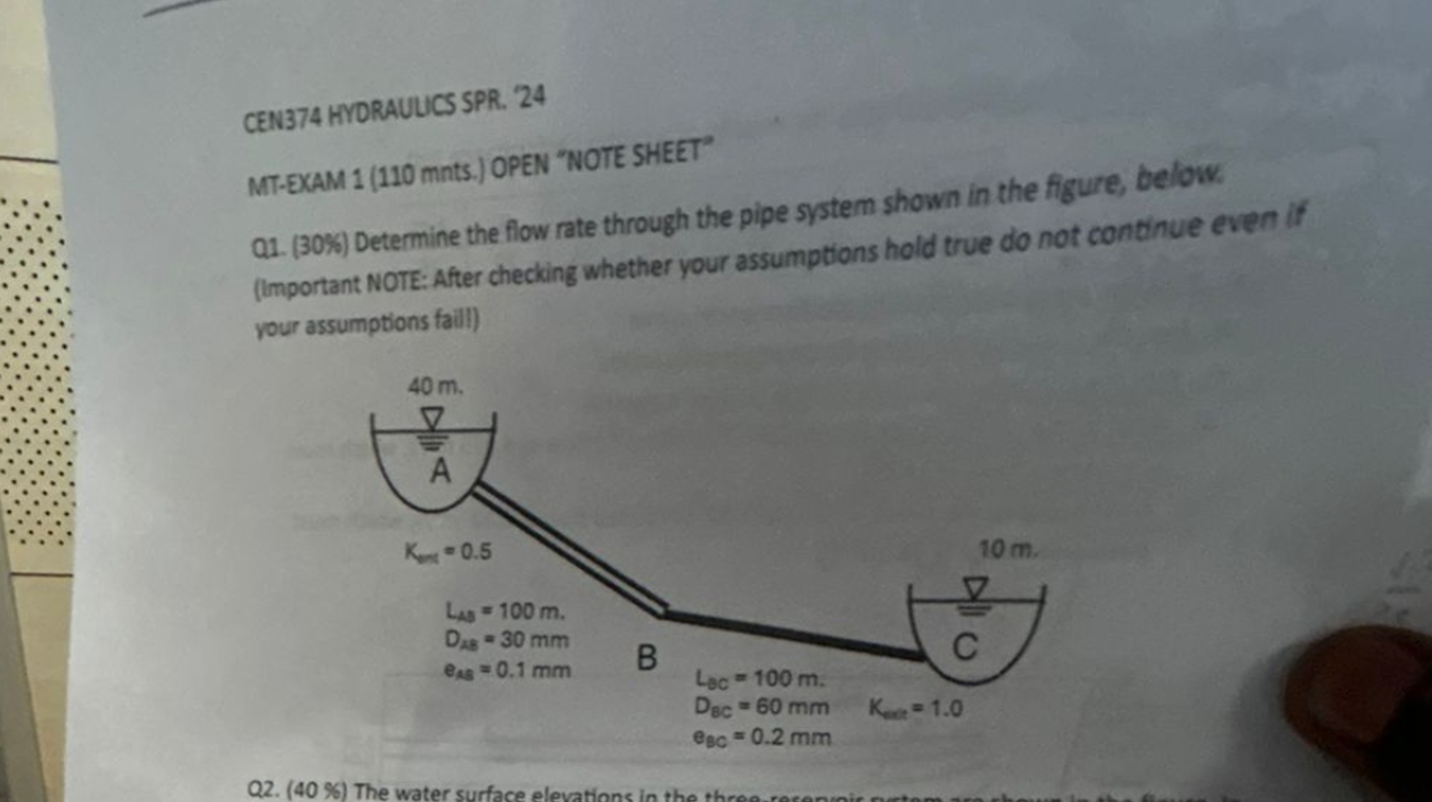 CEN 3 7 4 HYORAUUCS SPR . 2 4 MT - EXAM 1 ( 1 1 0