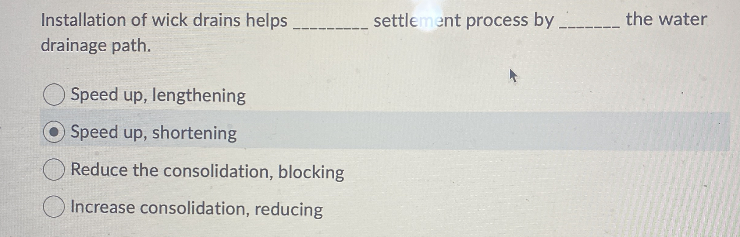 Installation of wick drains helps settlement