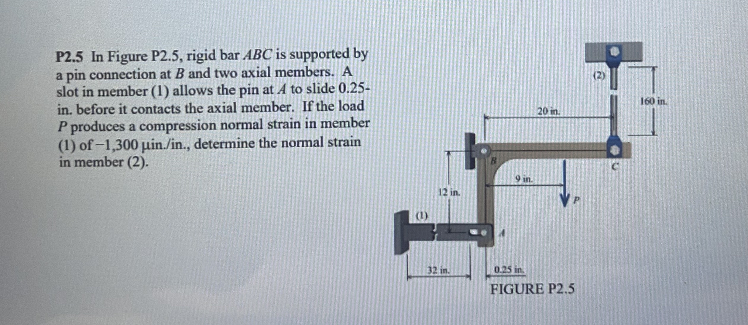 P 2 . 5 In Figure P 2 . 5 , rigid bar ABC is