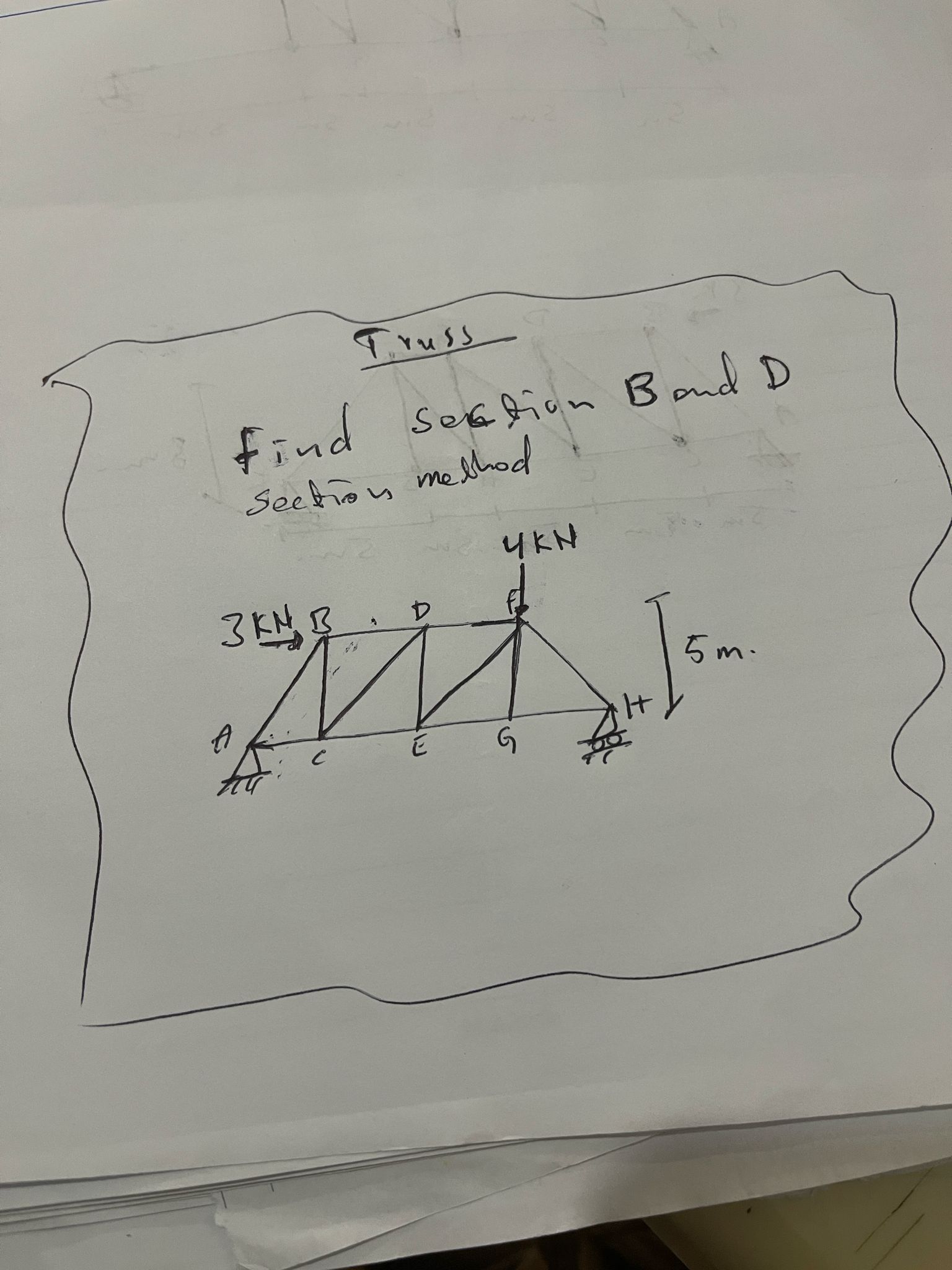 Truss Find section B and D