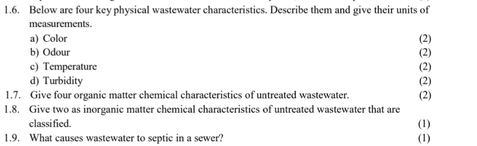 1 . 6 . Below are four key physical wastewater