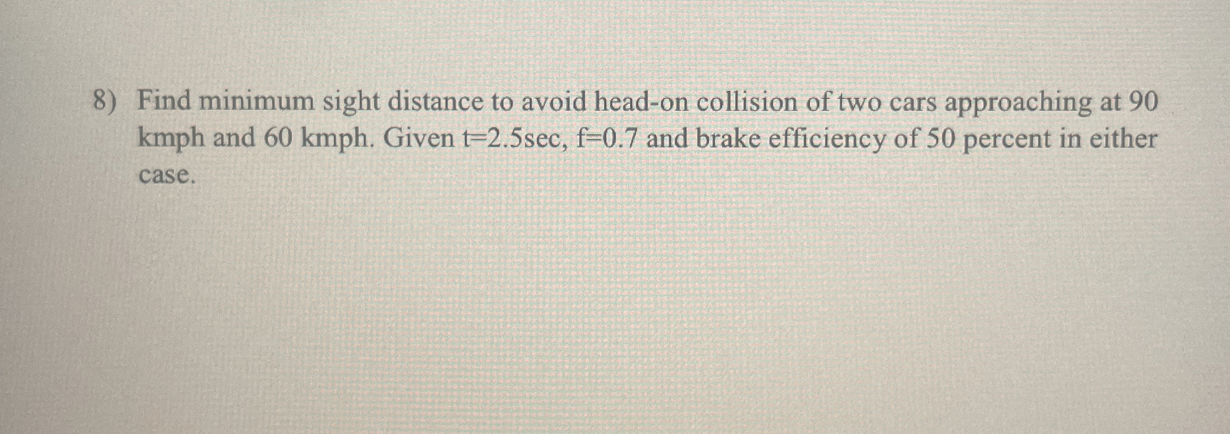 Find minimum sight distance to avoid head - on
