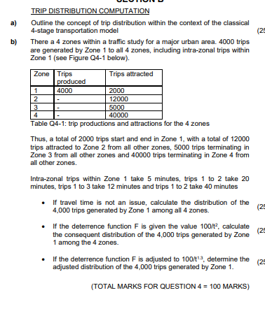 TRIP DISTRIBUTION COMPUTATION a ) Outline the
