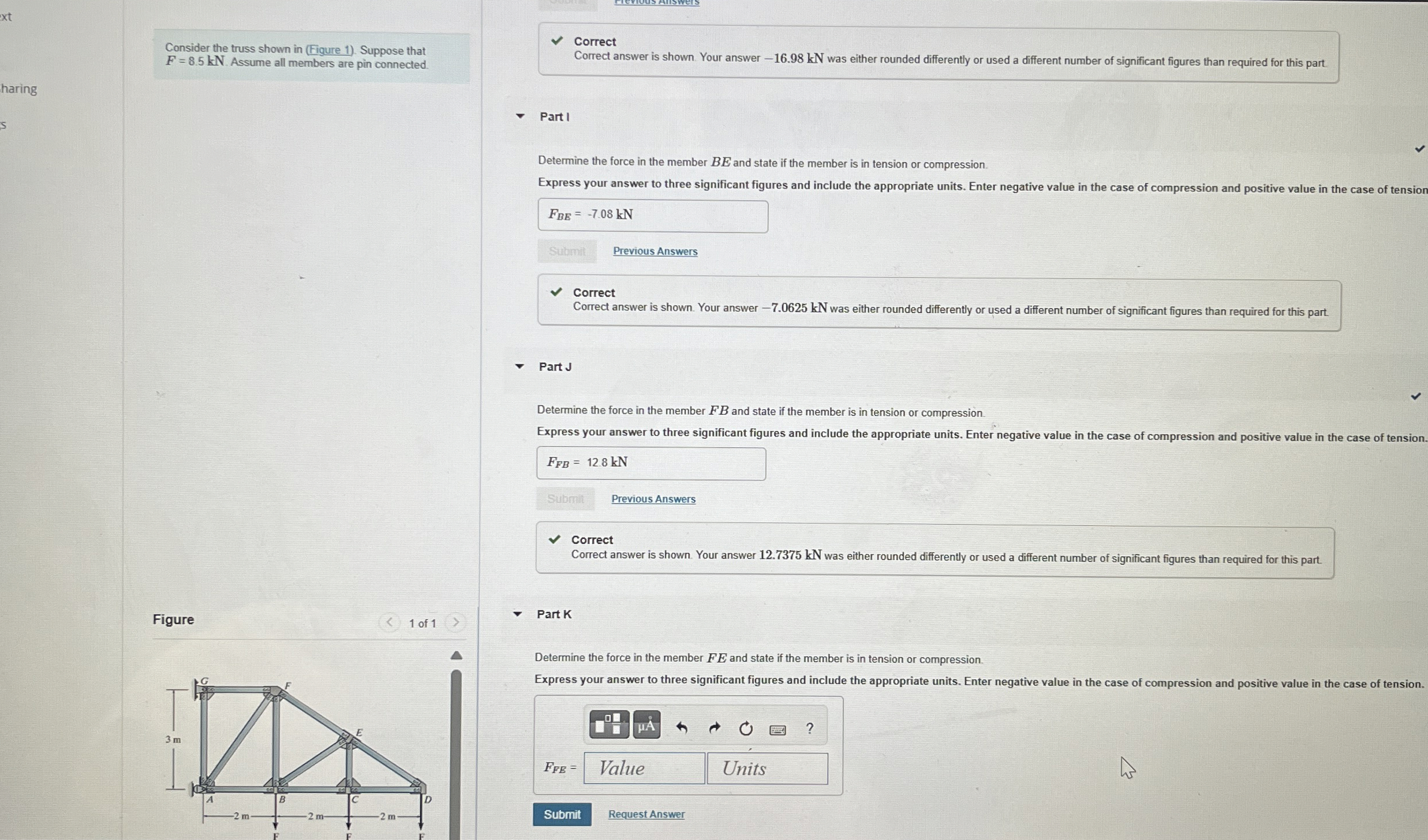 Consider the truss shown in ( Figure 1 ) .